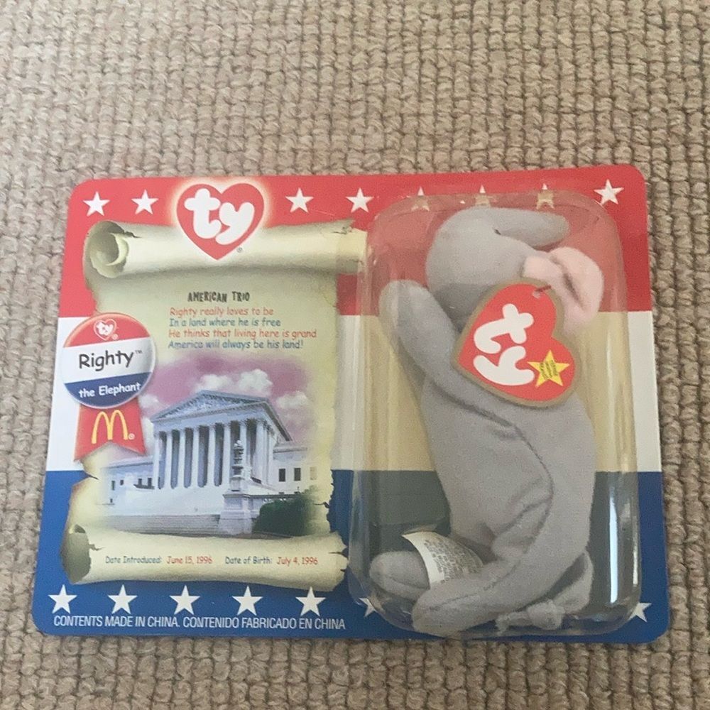 Righty the Elephant Teenie Beanie Baby